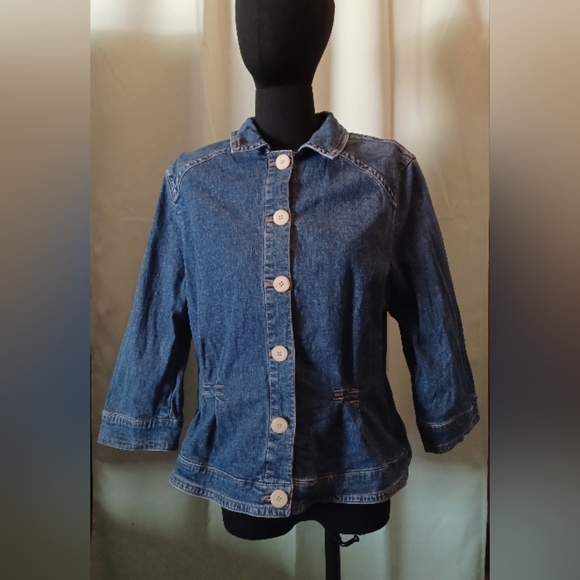 🍒 Coldwater Creek Classic Button Up Blue Jean Jacket - Picture 1 of 8